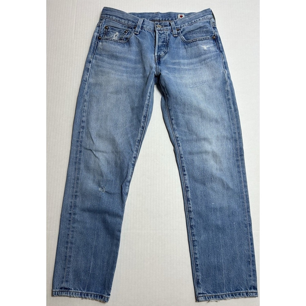 Levis 501 T Jeans Mens 28x27 Selvedge Denim Made in Japan Distressed Faded Paint